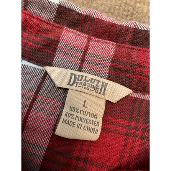 Duluth Trading Shirt Womens L Plaid Flannel Tunic Snap Tab Long Sleeve Pullover - Picture 9 of 11